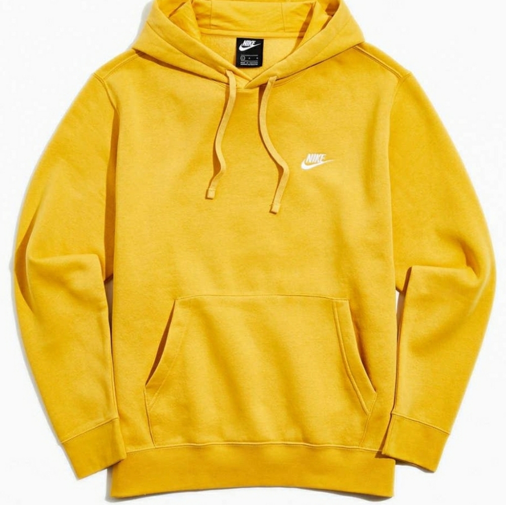 NIKE Men's Yellow Sportswear Club Fleece Hoodie Sweatshirt XL - Picture 3 of 10